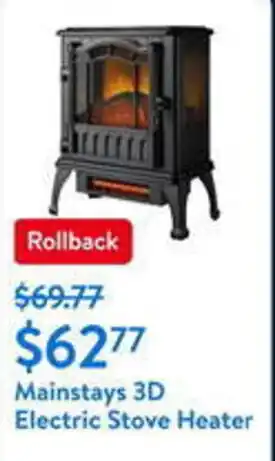 Walmart Mainstays 3D Electric Stove Heater offer