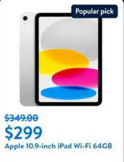 Walmart Apple 10.9-inch iPad Wi-Fi 64GB offer