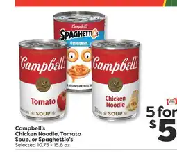 Weis Markets Campbell's Chicken Noodle, Tomato Soup, or Spaghettio's offer