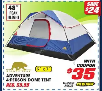 Big 5 Golden Bear Adventure 4-Person Dome Tent offer