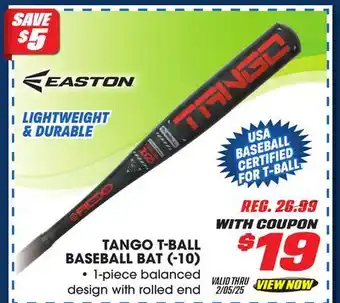 Big 5 Easton Tango T-Ball Baseball Bat (-10) offer