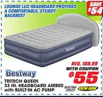 Big 5 Bestway Tritech Queen 33 Headboard Airbed with Built-In AC Pump offer