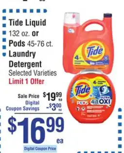 Smart & Final Tide Liquid 132 oz. or Pods 45-76 ct. Laundry Detergent offer