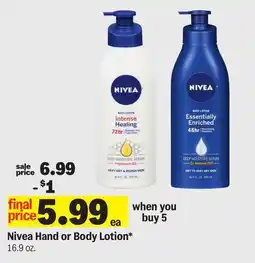 Meijer Nivea Hand or Body Lotion offer