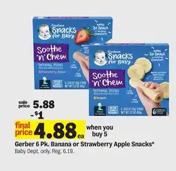 Meijer Gerber 6 Pk. Banana or Strawberry Apple Snacks offer