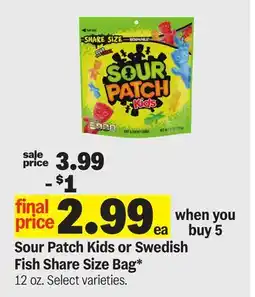 Meijer Sour Patch Kids or Swedish Fish Share Size Bag offer