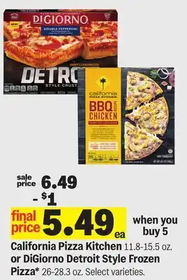 Meijer California Pizza Kitchen 11.8-15.5 oz. or DiGiorno Detroit Style Frozen Pizza* 26-28.3 oz offer