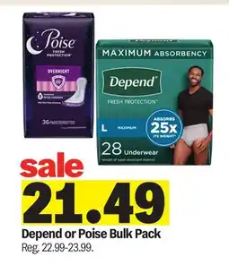 Meijer Depend or Poise Bulk Pack offer