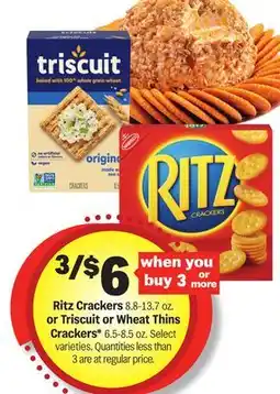 Meijer Ritz Crackers 8.8-13.7 oz. or Triscuit or Wheat Thins Crackers* 6.5-8.5 oz offer