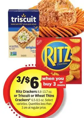 Meijer Ritz Crackers 8.8-13.7 oz. or Triscuit or Wheat Thins Crackers* 6.5-8.5 oz offer