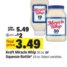 Meijer Kraft Miracle Whip 30 oz. or Squeeze Bottle* 19 oz offer