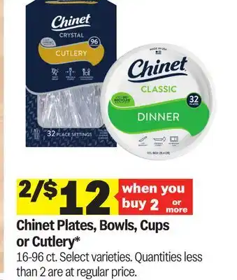 Meijer Chinet Plates, Bowls, Cups or Cutlery offer