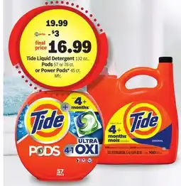 Meijer Tide Liquid Detergent 132 oz., Pods 57 or 76 ct. or Power Pods* 45 ct offer