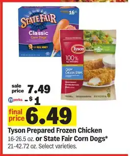 Meijer Tyson Prepared Frozen Chicken 16-26.5 oz. or State Fair Corn Dogs* 21-42.72 oz offer