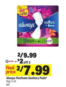 Meijer Always Flexfoam Sanitary Pads offer