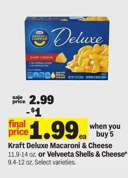 Meijer Kraft Deluxe Macaroni & Cheese 11.9-14 oz. or Velveeta Shells & Cheese* 9.4-12 oz offer