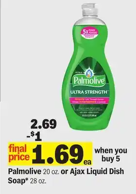 Meijer Palmolive 20 oz. or Ajax Liquid Dish Soap* 28 oz offer