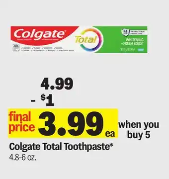 Meijer Colgate Total Toothpaste offer