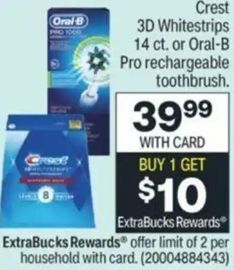CVS Crest 3D Whitestrips 14ct Or Oral-B Pro Rechargeable Toothbrush offer