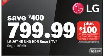 Meijer LG 86 4K UHD HDR Smart TV offer