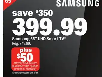 Meijer Samsung 65 UHD Smart TV offer