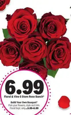 Meijer Floral & Vine 6 Stem Rose Bunch offer