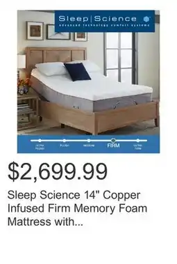 Costco Sleep Science 14 Copper Infused Firm Memory Foam Mattress with Adjustable Q-Plus Base offer