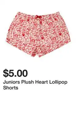 Five Below Juniors Plush Heart Lollipop Shorts offer