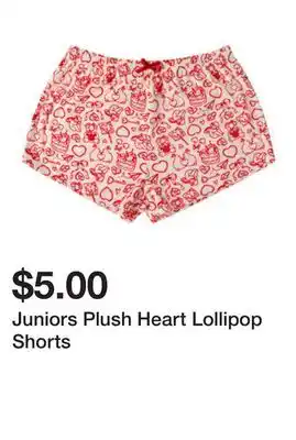 Five Below Juniors Plush Heart Lollipop Shorts offer