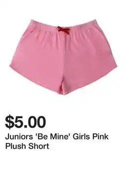 Five Below Juniors 'Be Mine' Girls Pink Plush Short offer