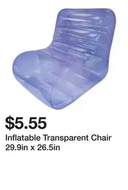 Five Below Inflatable Transparent Chair 29.9in x 26.5in offer