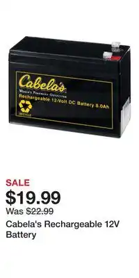 Cabela's Cabela's Rechargeable 12V Battery offer