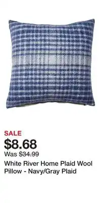 Cabela's White River Home Plaid Wool Pillow - Navy/Gray Plaid offer