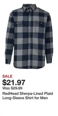 Cabela's RedHead Sherpa-Lined Plaid Long-Sleeve Shirt for Men offer