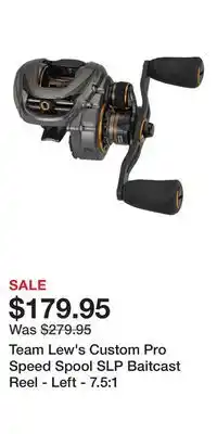 Cabela's Team Lew's Custom Pro Speed Spool SLP Baitcast Reel - Left - 7.5:1 offer