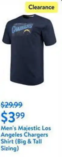 Walmart Men's Majestic Los Angeles Chargers Shirt (Big & Tall Sizing) offer