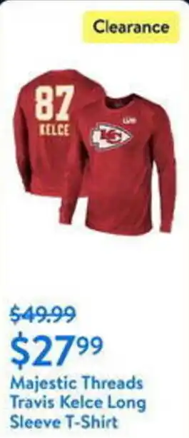 Walmart Majestic Threads Travis Kelce Long Sleeve T-Shirt offer