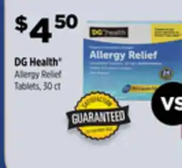 Dollar General DG Health Allergy Relief Tablets offer