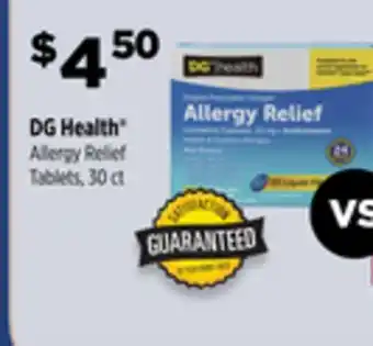 Dollar General DG Health Allergy Relief Tablets offer