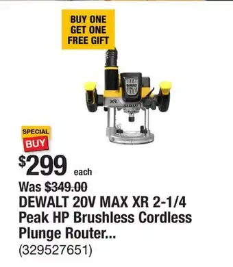 The Home Depot DEWALT 20V MAX XR 2-1/4 Peak HP Brushless Cordless Plunge Router (Tool Only) offer