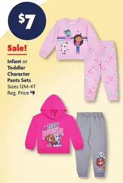 Family Dollar Infant or Toddler Character Pants Sets offer