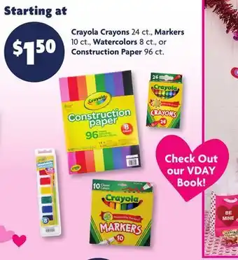 Family Dollar Crayola Crayons 24 ct., Markers 10 ct., Watercolors 8 ct., or Construction Paper 96 ct offer