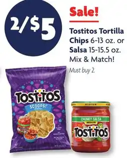 Family Dollar Tostitos Tortilla Chips 6-13 oz. or Salsa 15-15.5 oz offer