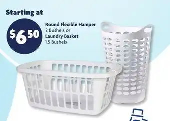 Family Dollar Round Flexible Hamper 2 Bushels or Laundry Basket 1.5 Bushels offer