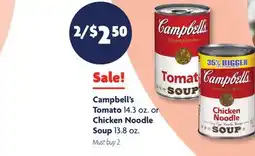 Family Dollar Campbell's Tomato 14.3 oz. or Chicken Noodle Soup 13.8 oz offer