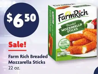 Family Dollar Farm Rich Breaded Mozzarella Sticks offer