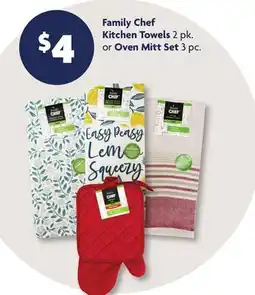 Family Dollar Family Chef Kitchen Towels 2 pk. or Oven Mitt Set 3 pc offer