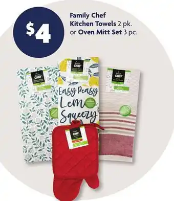 Family Dollar Family Chef Kitchen Towels 2 pk. or Oven Mitt Set 3 pc offer