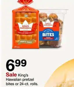 Target King's Hawaiian pretzel bites or 24-ct. rolls offer