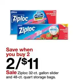 Target Ziploc 32-ct. gallon slider and 48-ct. quart storage bags offer